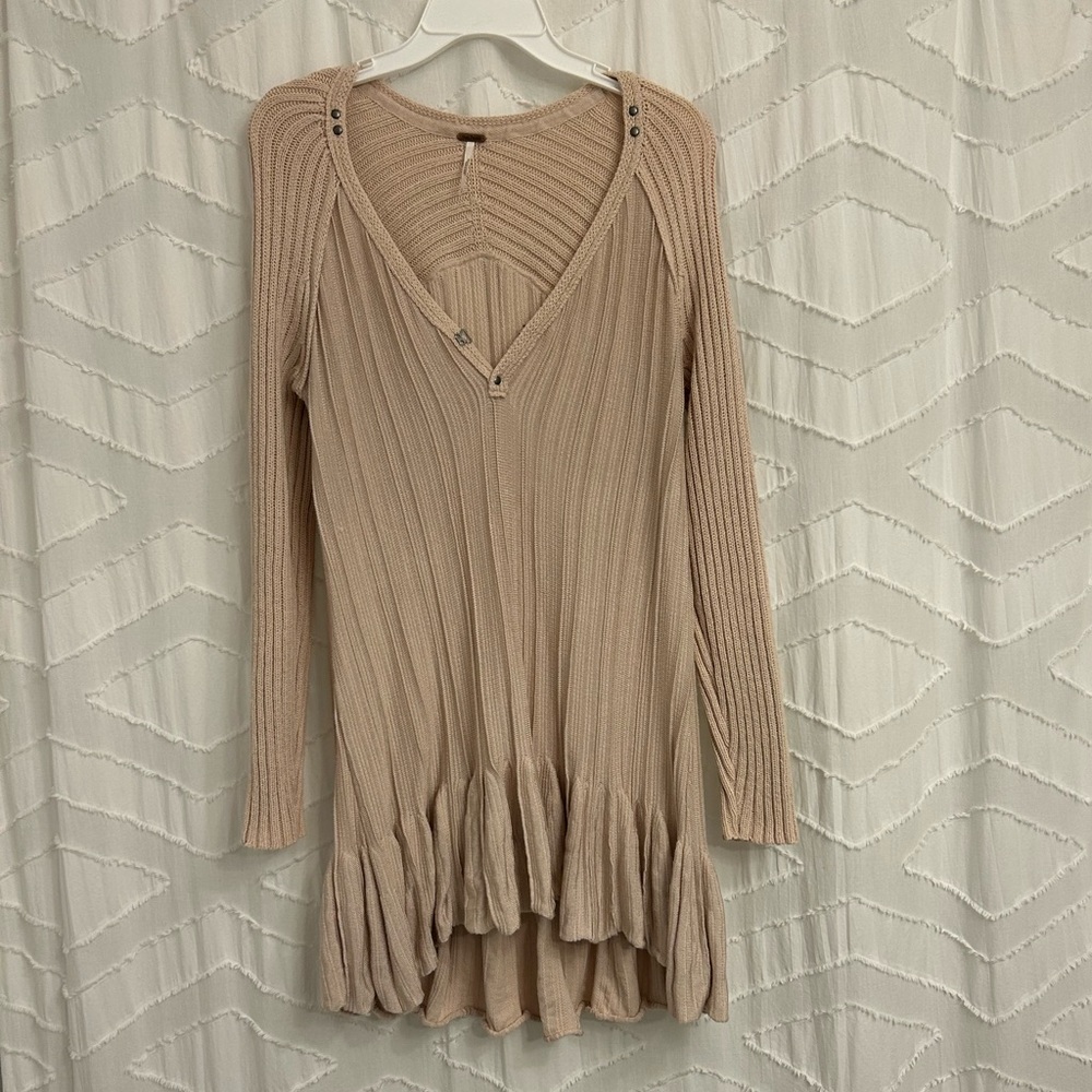 Free People Ribs and Ruffles Tunic Sweater
